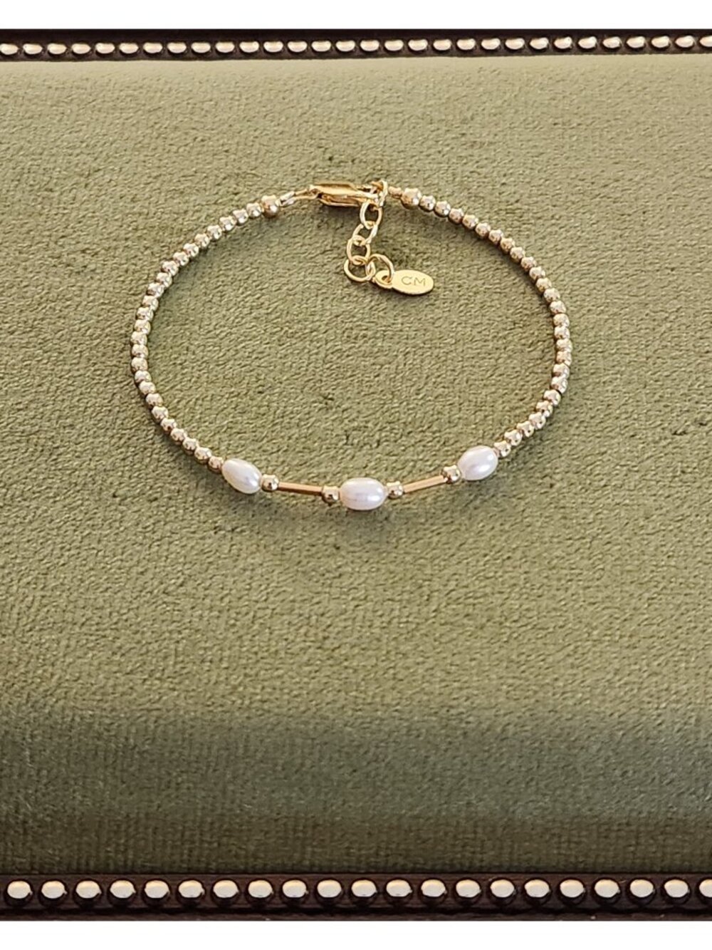 Genuine Freshwater Pearl Bracelet 14K Gold Plated S925 Silver NWT